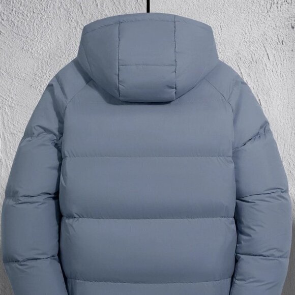 Dusty Blue Mens Zipper Puffer Coat - Picture 3 of 9